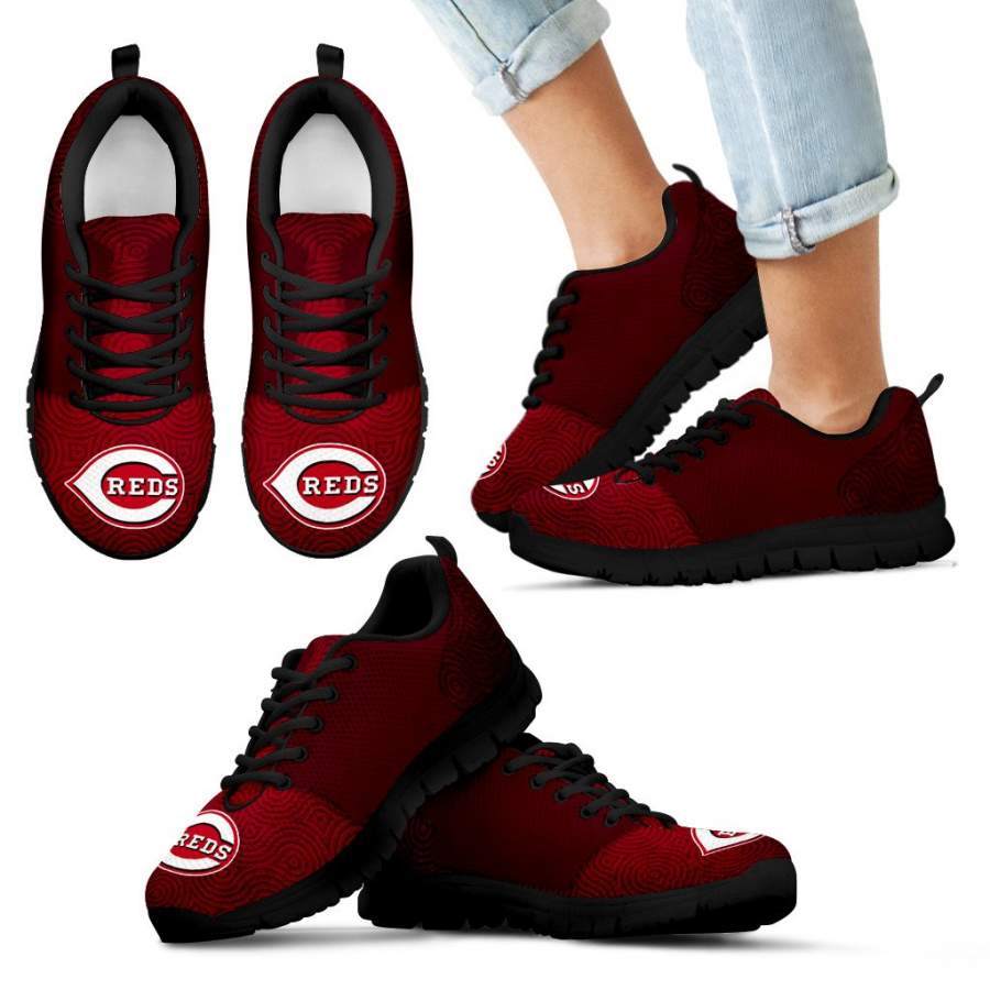 Seamless Line Magical Wave Beautiful Cincinnati Reds Sneakers