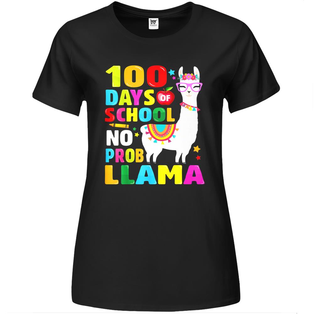 100 Days Of School Shirt No Probllama Llama 100Th Day Premium Womens Tshirts Premium Womens T Shirts