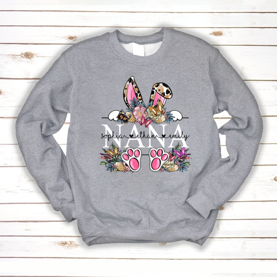 Leopard Bunny Nana And Kids, Custom Grandma Shirt, Mother Day Gift Cth01 Sweatshirt