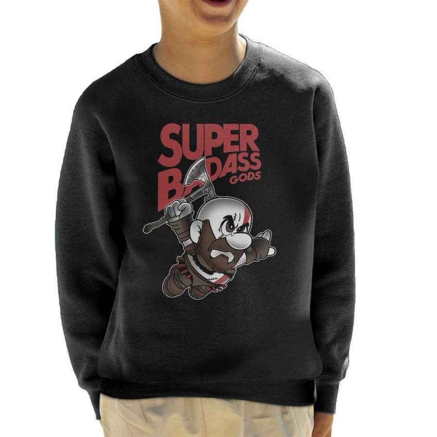 Super Badass Gods Mario Of War Kid’s Sweatshirt