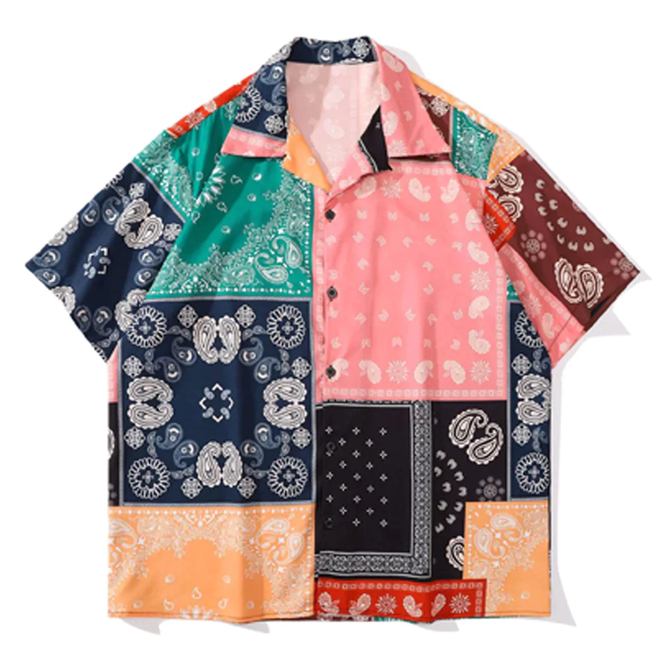 Talishko™ – Panel Pattern Bandana Short Sleeve Shirt