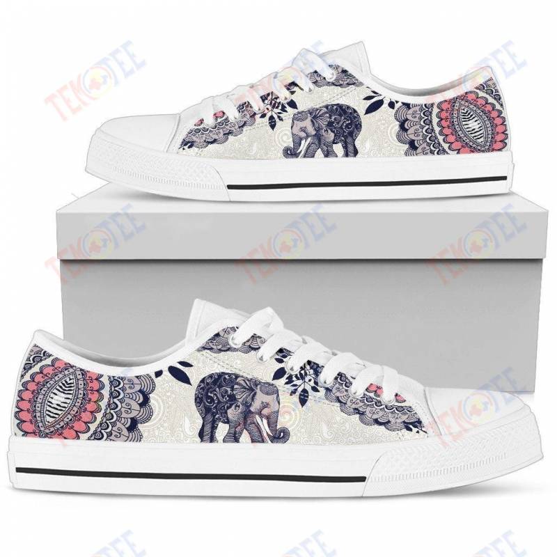 Mens Womens Elephant Shoes Elephant Womens Low Top Shoes Custom Print Footwear Converse Sneakers TMT311