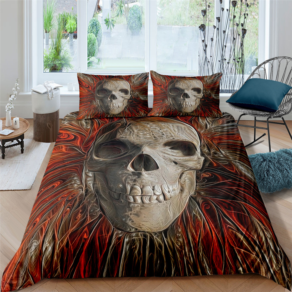 Luxury Bedding Sets 3D Custom Duvet Cover Set Blanket Cover Set Bed Set Halloween Skull Design