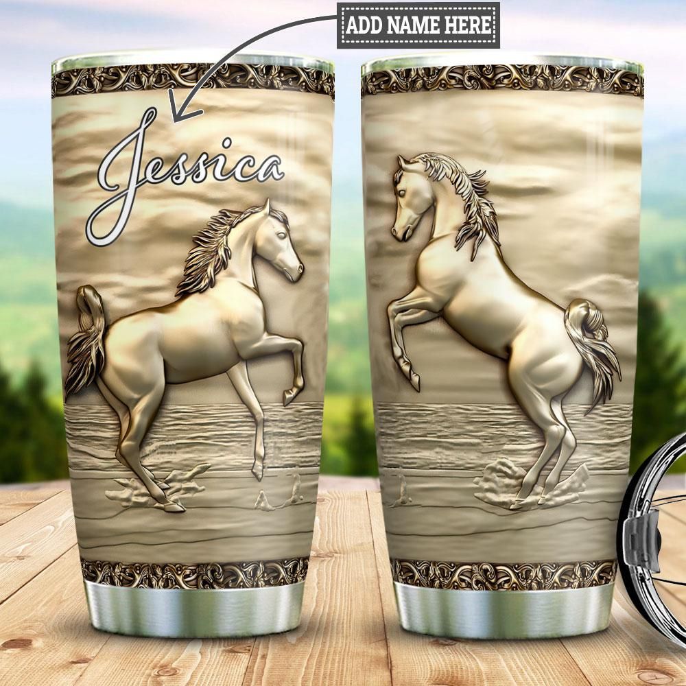 Personalized Horse Couple Bronze Style Stainless Steel Tumbler – 898Ddtanm