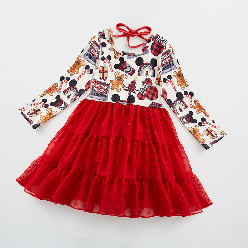 2022 New arrival Girls Winter Disney Long Sleeve Gauzy Tutu Dress alx