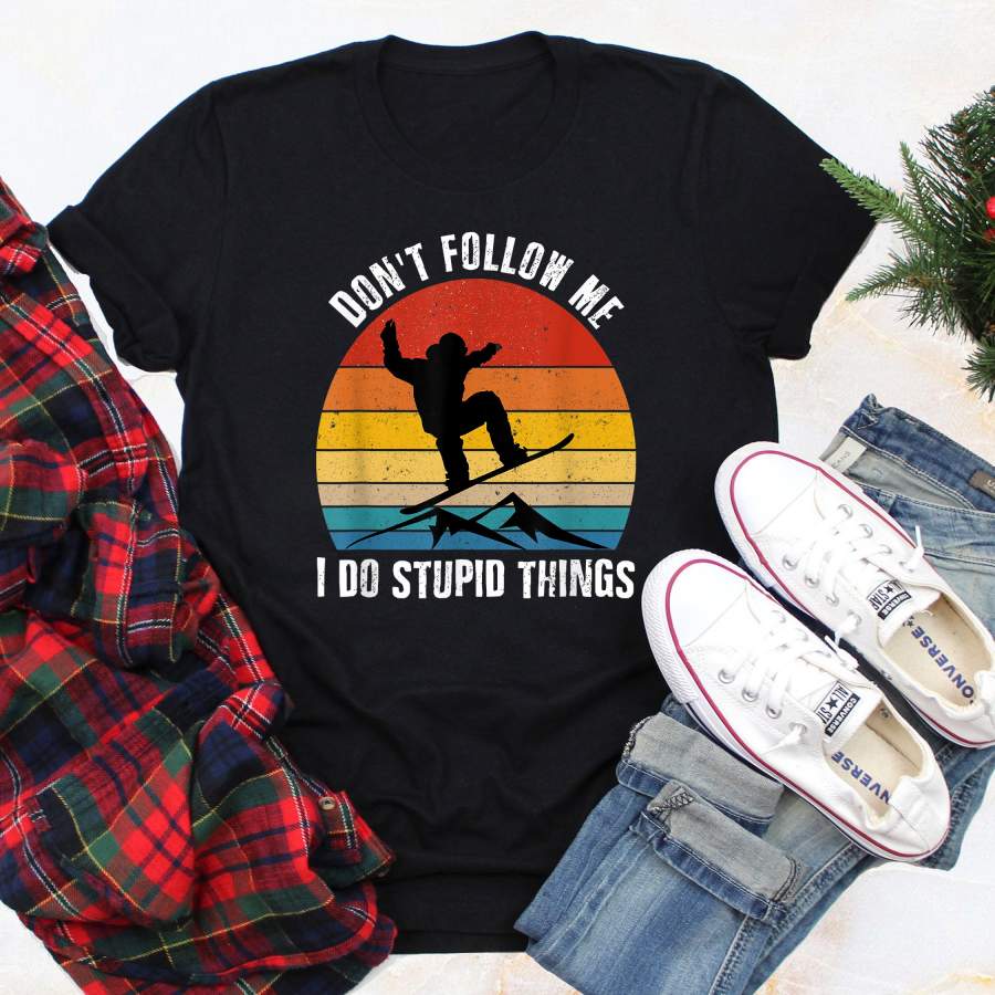 Don’t follow me do stupid things vintage snowboarding skiing t-shirt – GST