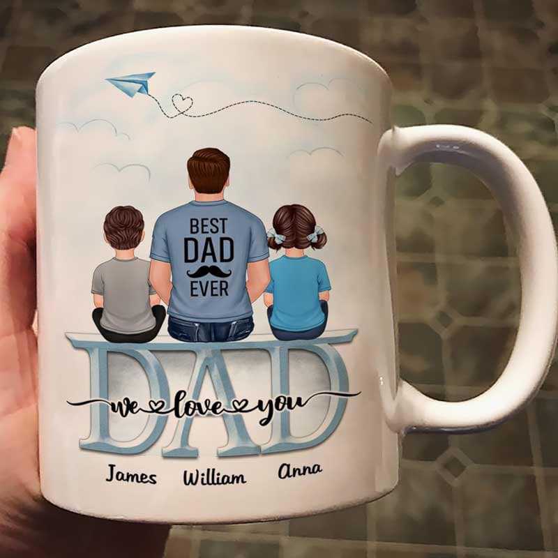 Dad Grandpa And Kids On Text Personalized Mug