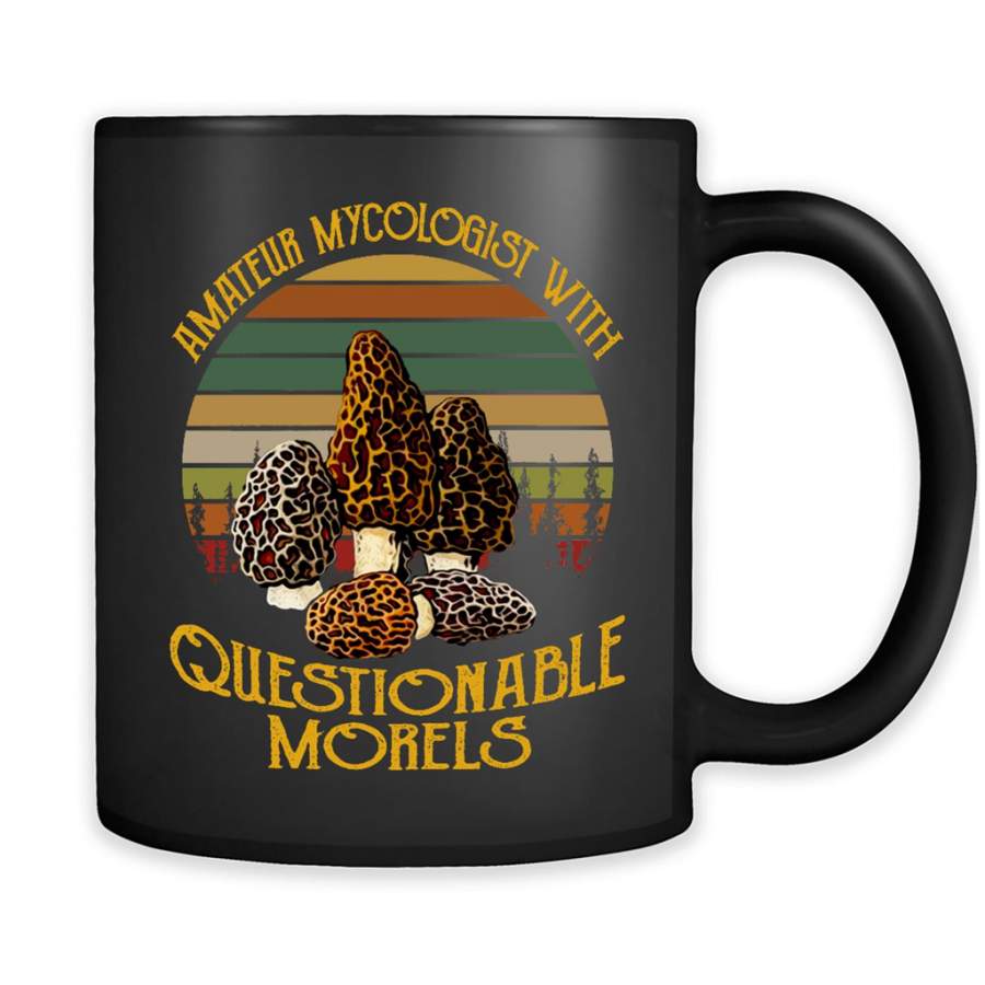 Amateur Mycologist With Questionable Morels, Classic Vintage Retro Design A – Full-Wrap Coffee Black Mug