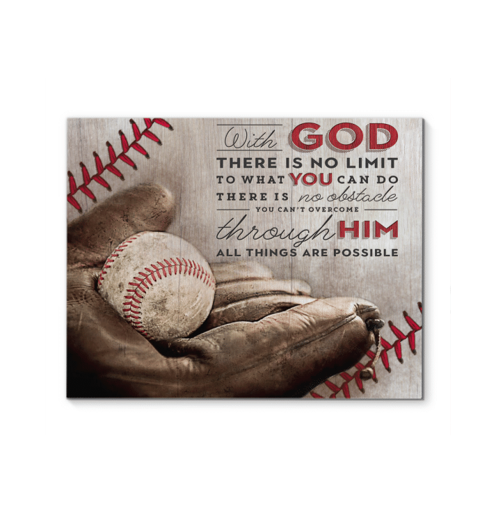 Canvas – Baseball – With God There Is No Limit Gift For Family, Wall Art Decor, Canvas Print, Home Decor