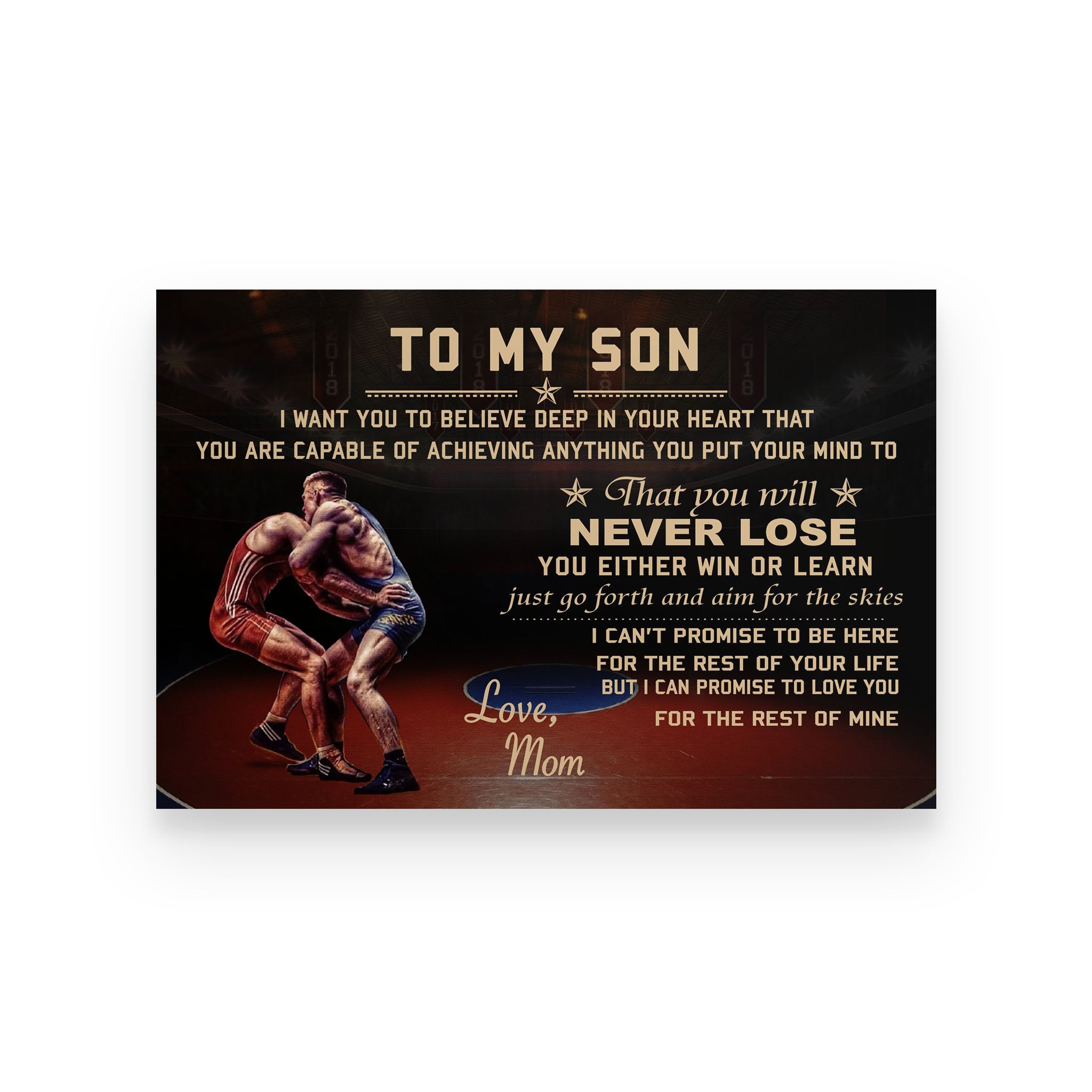 Wrestling poster mom to son I want you to believe deep in your heart vs4
