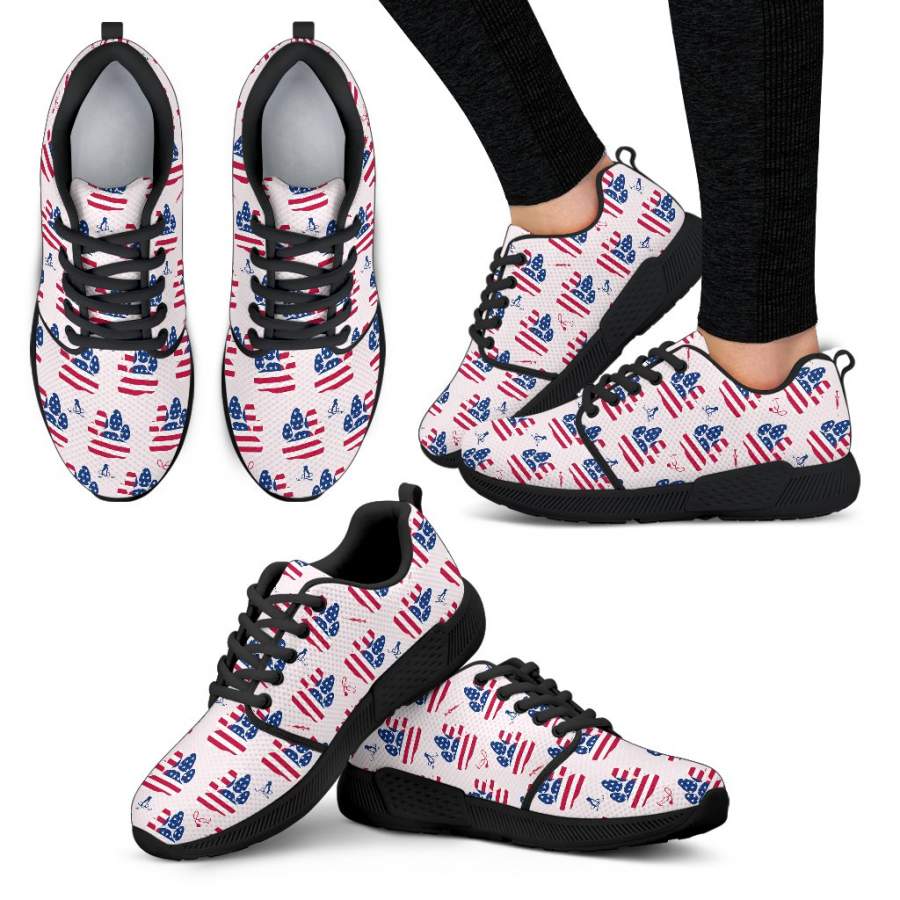 Vet Tech Animals Paw Flag Women’s Athletic Sneakers