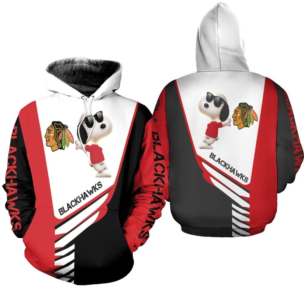 Chicago Blackhawks Snoopy For Fans 3D Hoodie