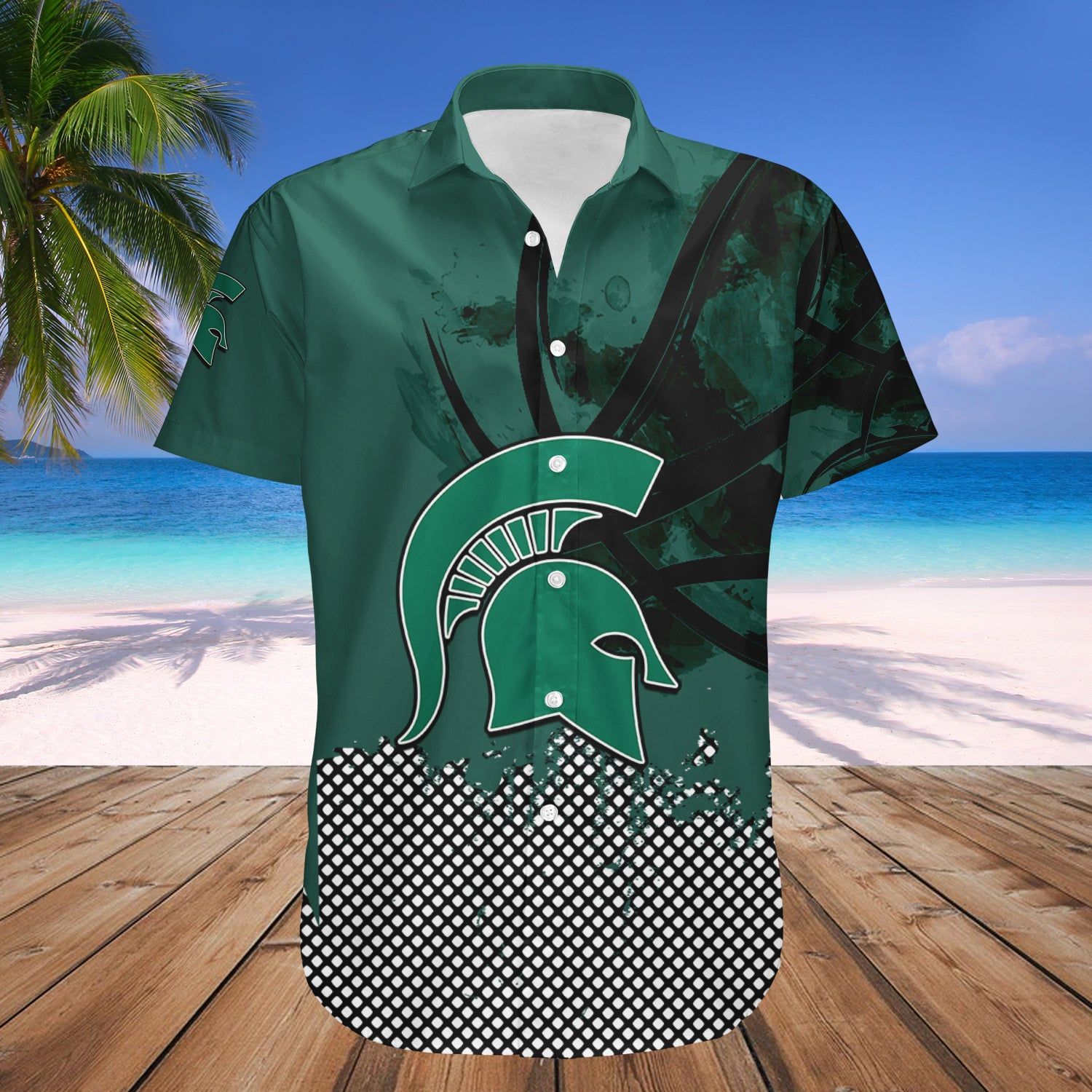 Michigan State Spartans Hawaii Shirt Basketball Net Grunge Pattern – NCCA