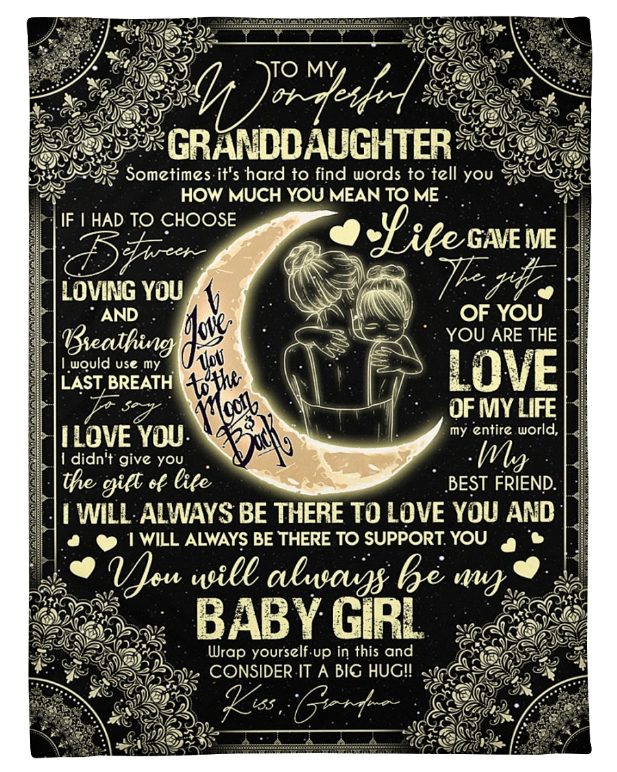 To My Wonderful Granddaughter – You Are The Love Of My Fleece Blanket, Gift For Granddaughter From Grandma Birthday Gift Home Decor Bedding Couch Sofa Soft