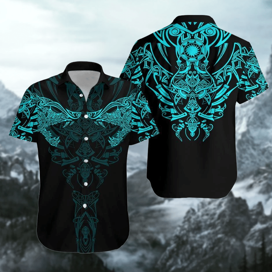 Viking Wolf Turquoise Hawaii Shirt Unisex Adult Ha64843