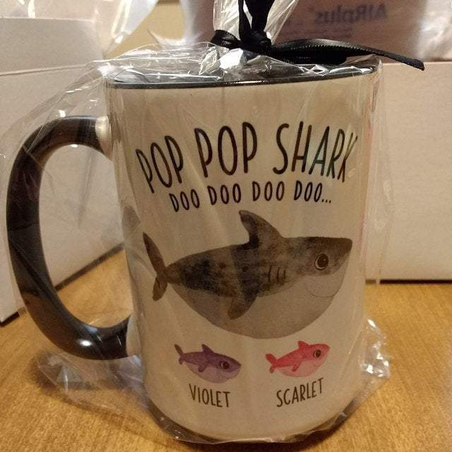 Accent Mug – Pop Pop Shark Doo Doo Doo Custom Personalized Name Grandkids Grandson Granddaughter Coffee Mug