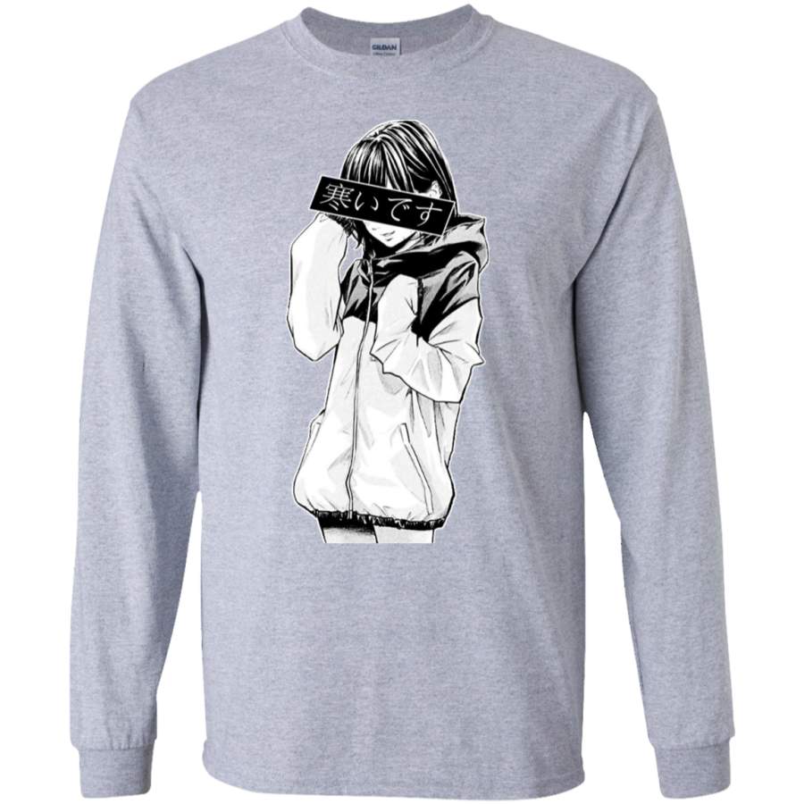 AGR COLD (Black and White) – Sad Japanese Aesthetic Long Sleeve T-Shirt