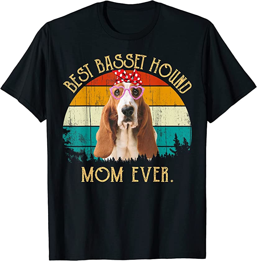 Vintage Retro Mama Mother’s Day Best Basset Hound Mom Ever T-Shirt