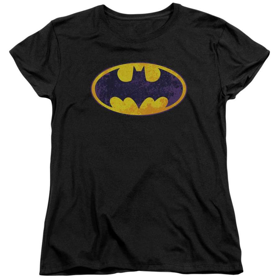 Batman – Bm Neon Distress Logo Short Sleeve Women’s Tee