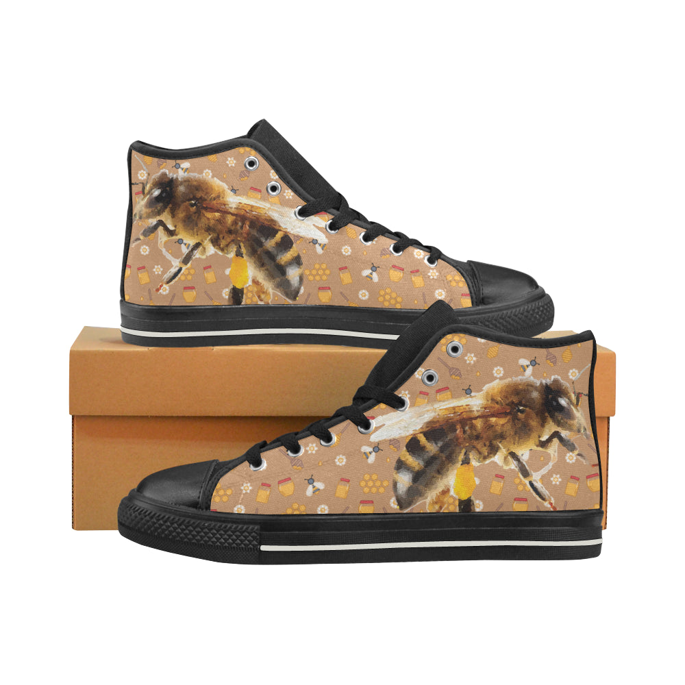 Queen Bee Black High Top Canvas Women’s Shoes/Large Size