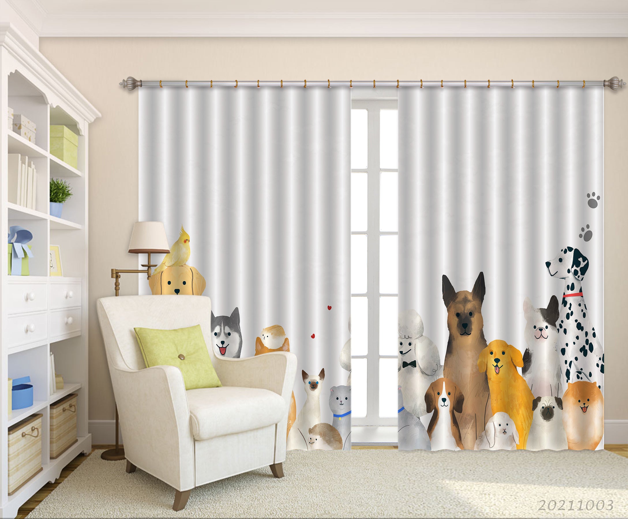 3D Cartoon Animal Dog Cute Curtains And Drapes Lqh 231