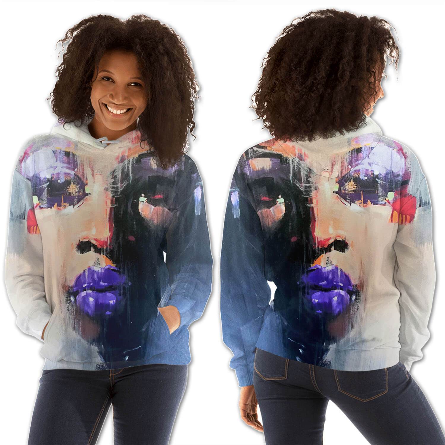 African American Hoodies Cute Afro American Girl All Over Print Womens Hooded Sweatshirt African Print Clothing BPS06594