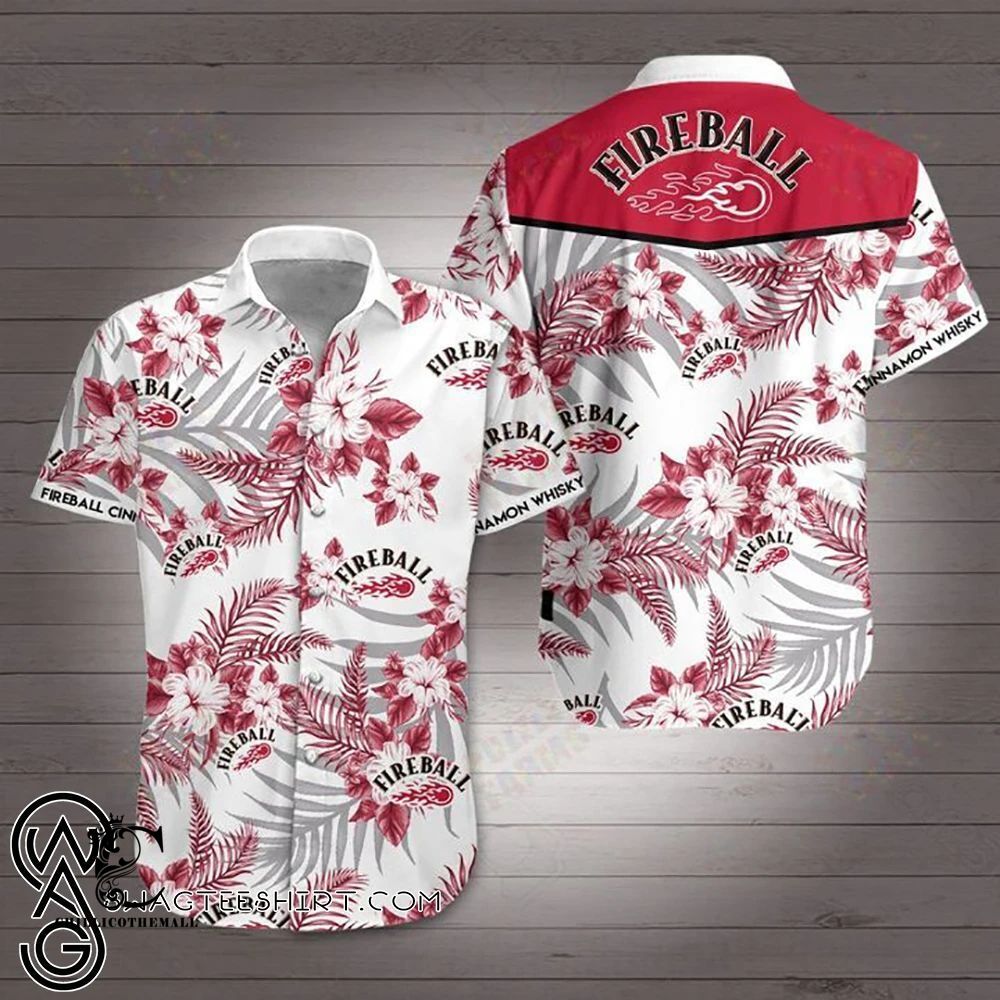 Beach Shirt Fireball Cinnamon Whisky Hawaiian Shirt- Chillicothemall