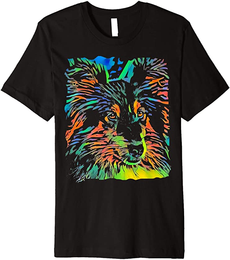 Shetland Sheepdog Face Puppy Pop Art Premium T-Shirt