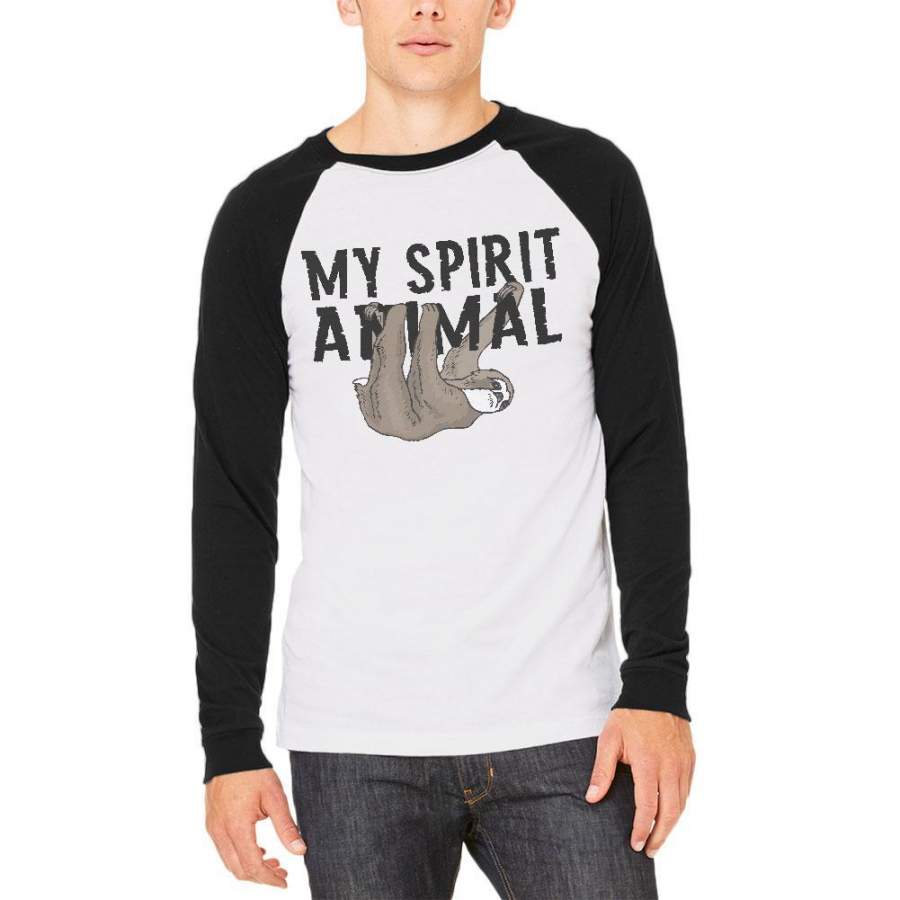 Sloth My Spirit Animal Mens Long Sleeve Raglan T Shirt