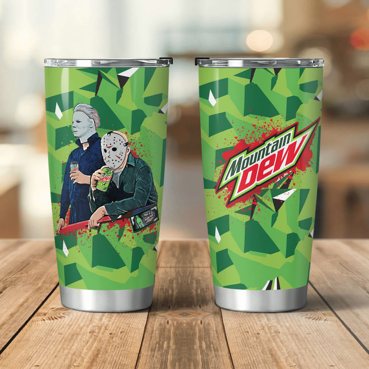 Mountain Dew Halloween Bleached Jason Voorhees Michael Myers Shining Tumbler Mug