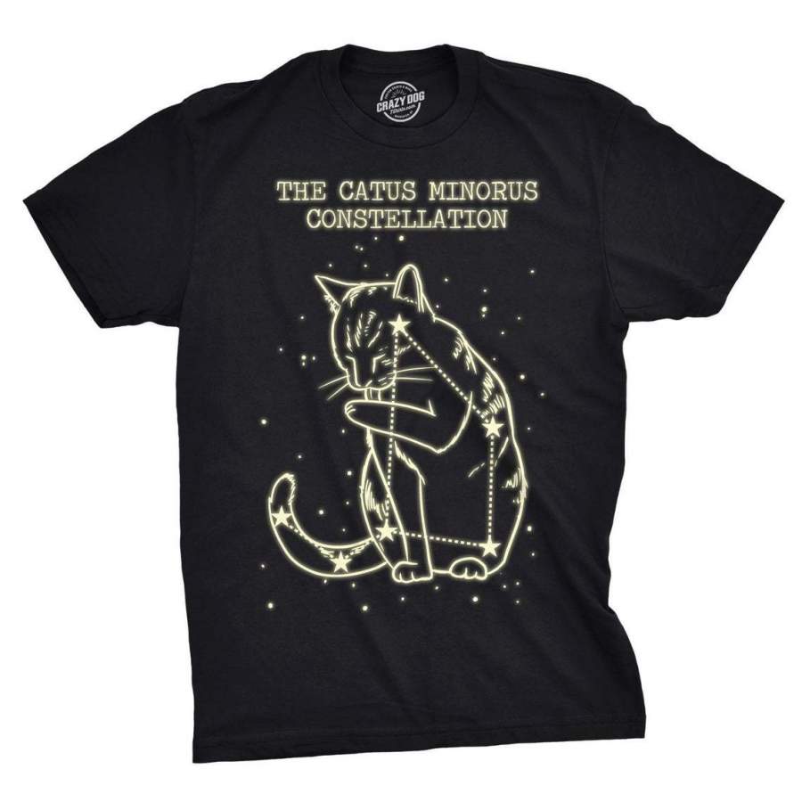 Cat Constellation T Shirt, Mens TShirt, Cat Stars Shirt, Glow In Dark, Funny Cat Clothes, Cat Astrology Shirt