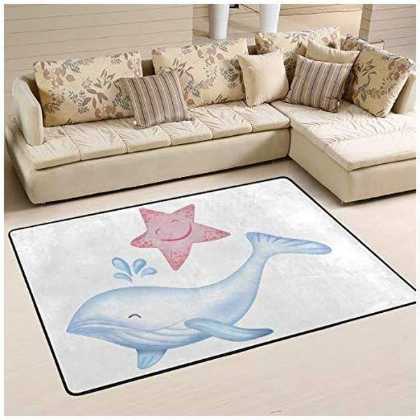 Cute Whale Home Decor Rectangle Area Rug