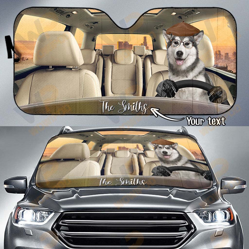 Alaskan Malamute Family Custom Name Car Sun Shade 10 NDC0211