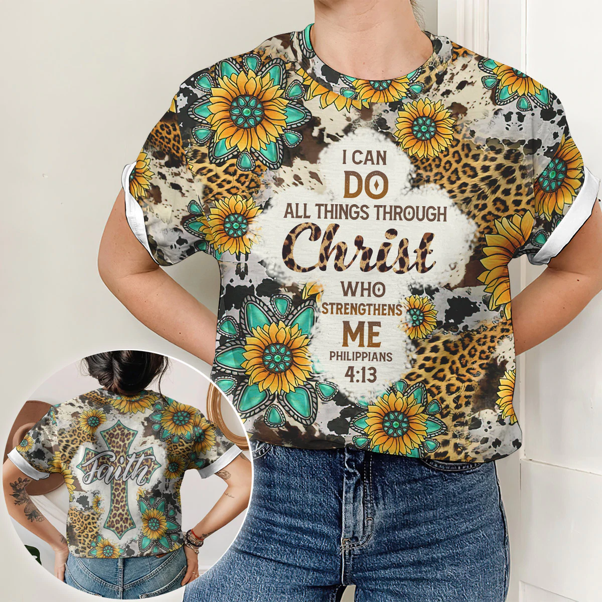 Tmarc Tee Jesus Faith Leopard I Can Do All Things Through Christ Tshirt