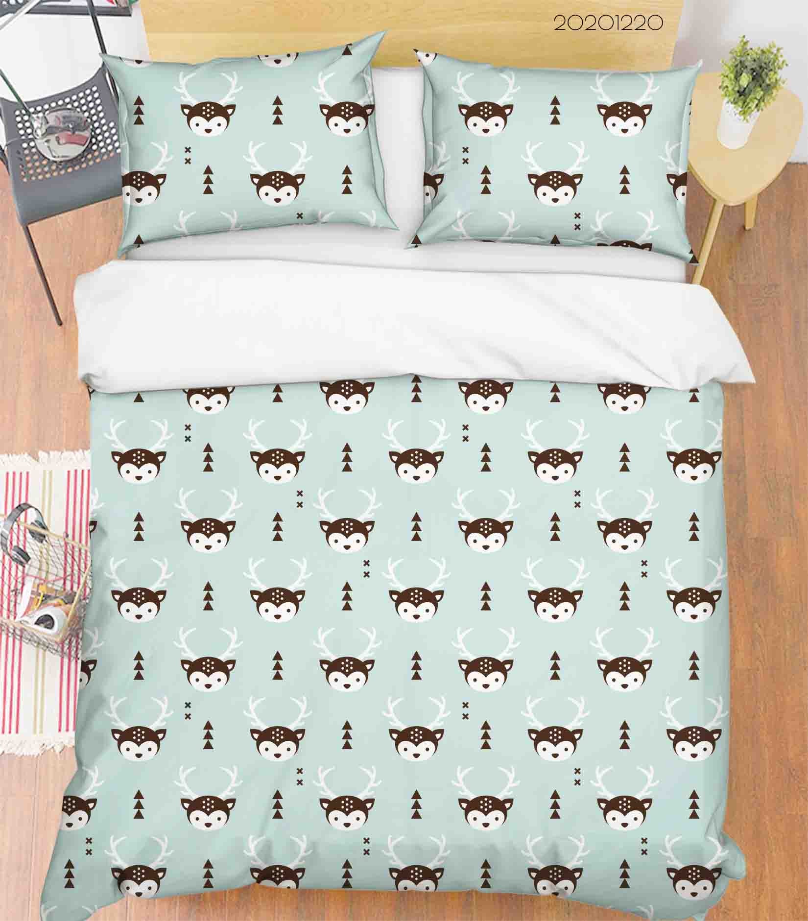 3D Hand Drawn Animal Elk Quilt Cover Set Bedding Set Duvet Cover Pillowcases 42