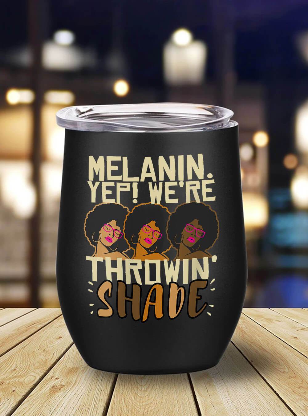 African American Tumbler Womens Black Queen History Month Melanin African American Women Stainless Steel Wine Tumbler Mug Afrocentric Inspired Gift Ideas BPS7923