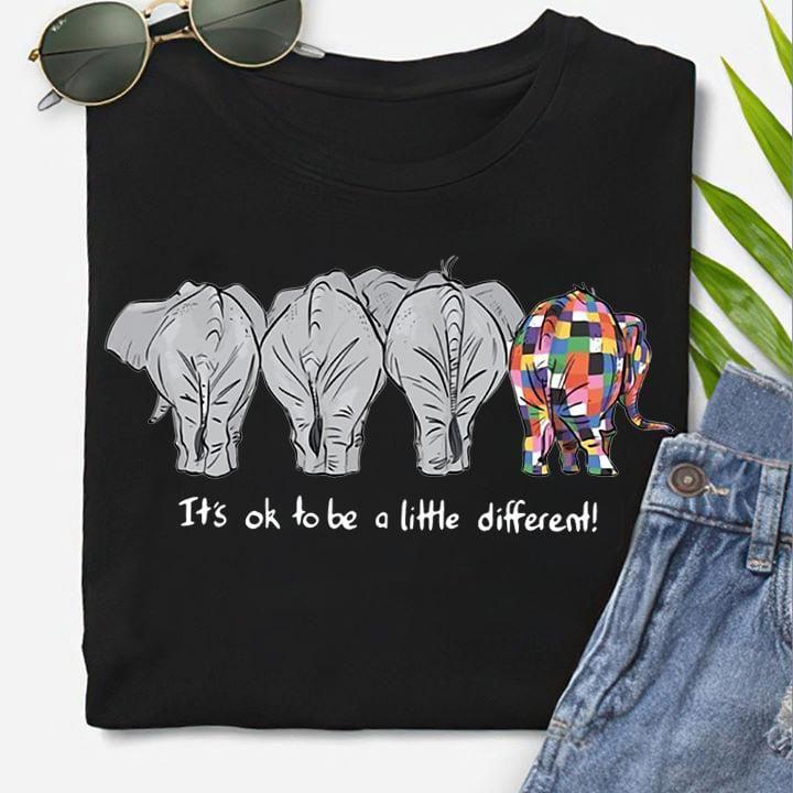 Autism Elephant It’S Ok To Be A Little Different T Shirt Hoodie Sweater Plus Size S-5Xl