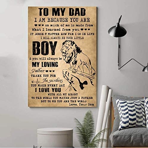 Poster for Room Aesthetic – Command Strips Wall Decor – Qh130 Customizable Lion Poster – Son to Dad – My Loving Father