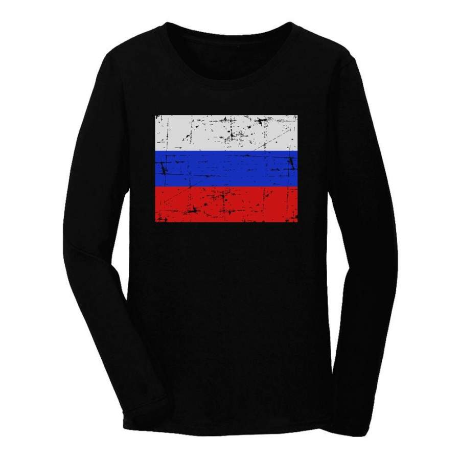 Vintage Russia Flag Women Long Sleeve T-Shirt