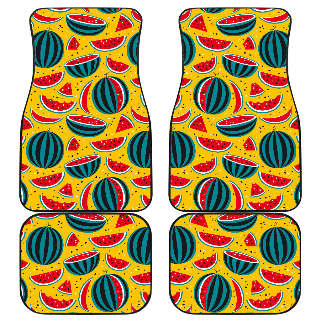 Yellow Watermelon Pieces Pattern Print Front And Back Car Floor Mats, Front Car Mat