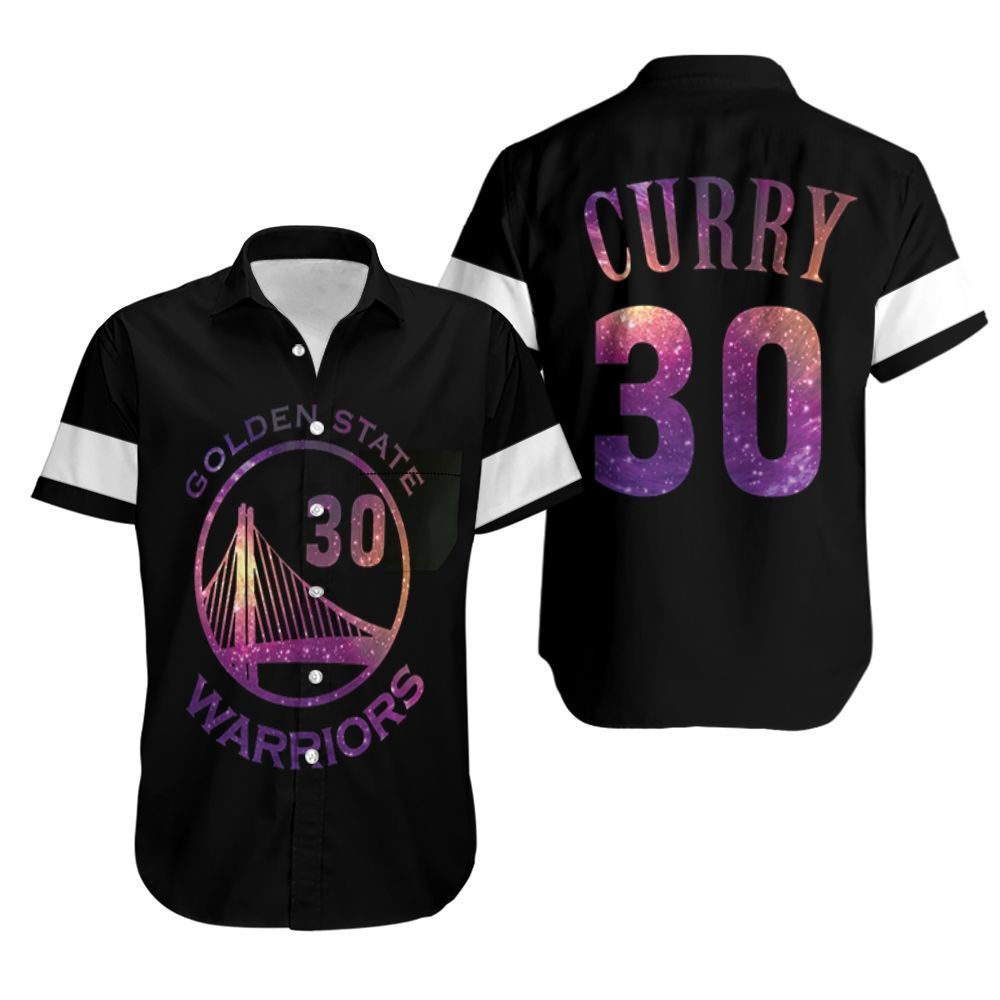 Warriors Stephen Curry Iridescent Black Jersey Hawaiian Shirt