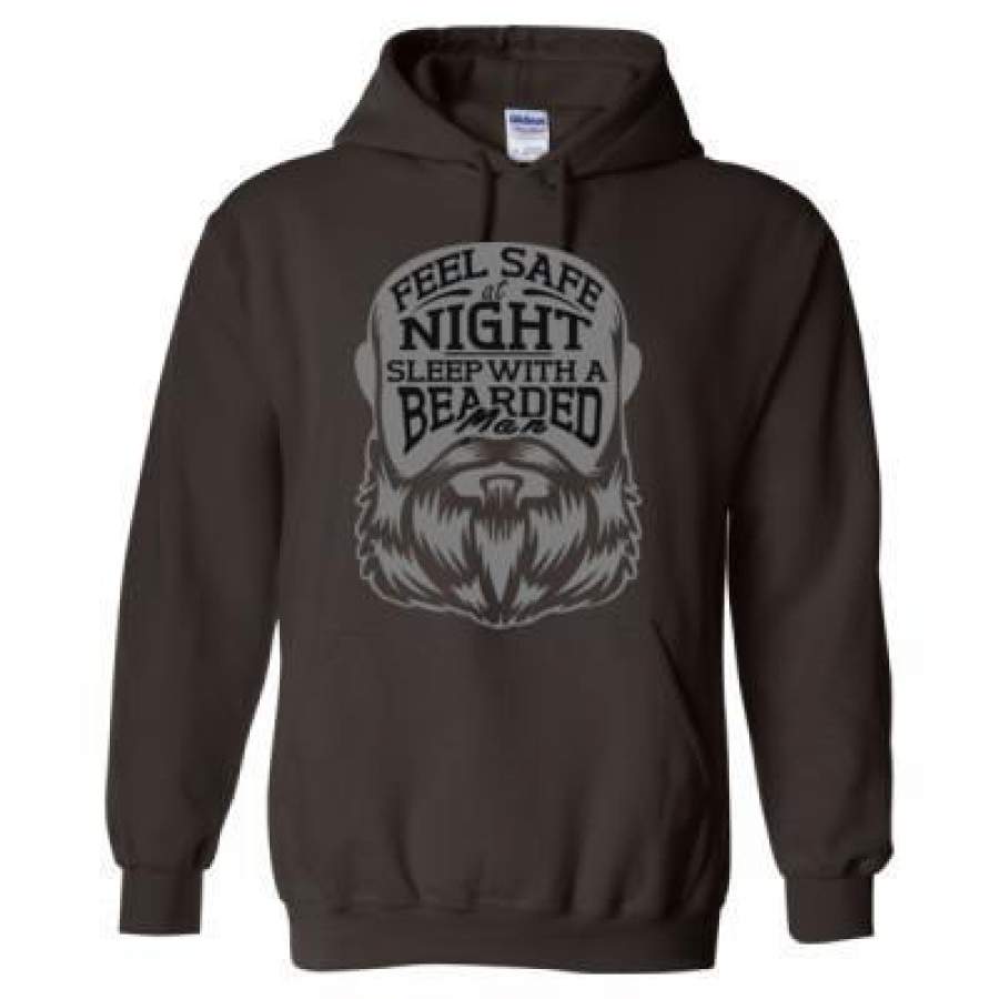 AGR Feel Safe At Night Sleep With A Beard Man – Heavy Blend™ Hooded Sweatshirt