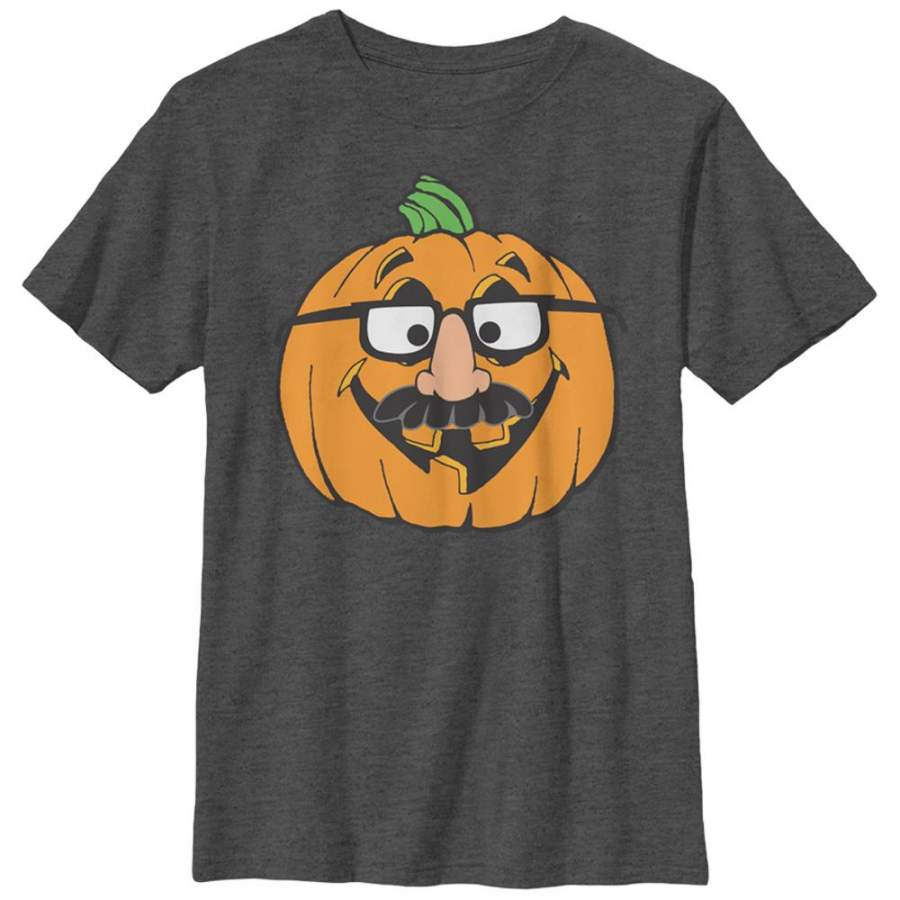 Lost Gods Boy’s Halloween Pumpkin Disguise  T Shirt Charcoal Heather S