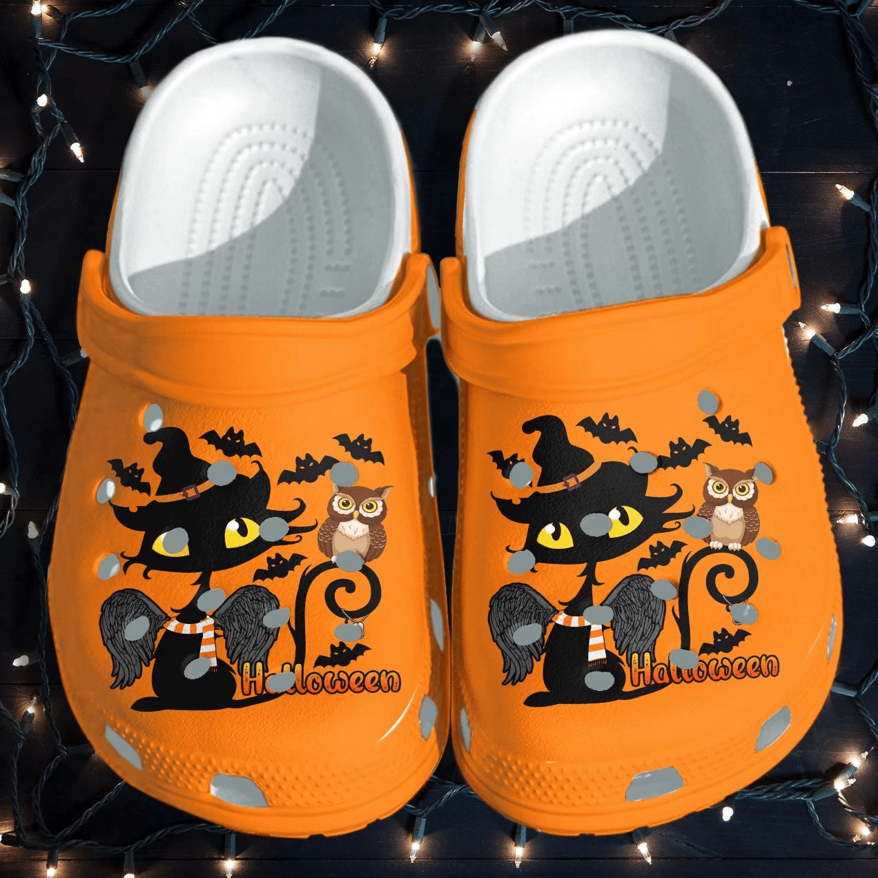 Owl And Black Cat Shoes Clog – Bats Halloween Crocss Crocband Clog ...