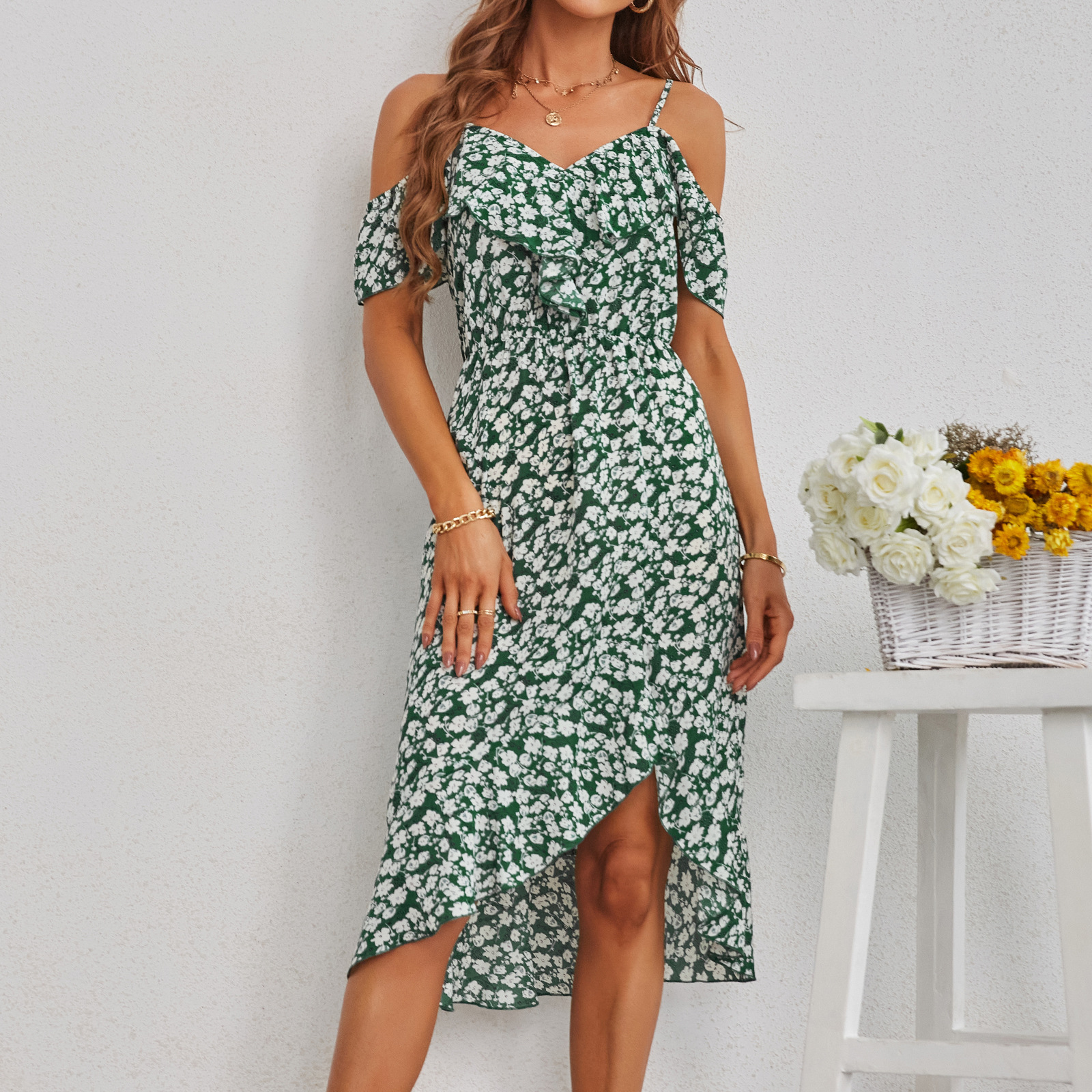 Women Sexy Backless Dress 2022 Summer Bohemian Floral Print Long Dresses Femal V Neck Vestidos Plus Size Lady Casual Clothes alx