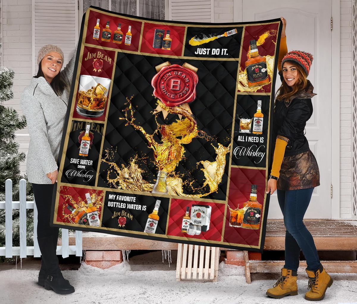 Jim Beam Quilt Blanket All I Need Is Whisky Gift Idea