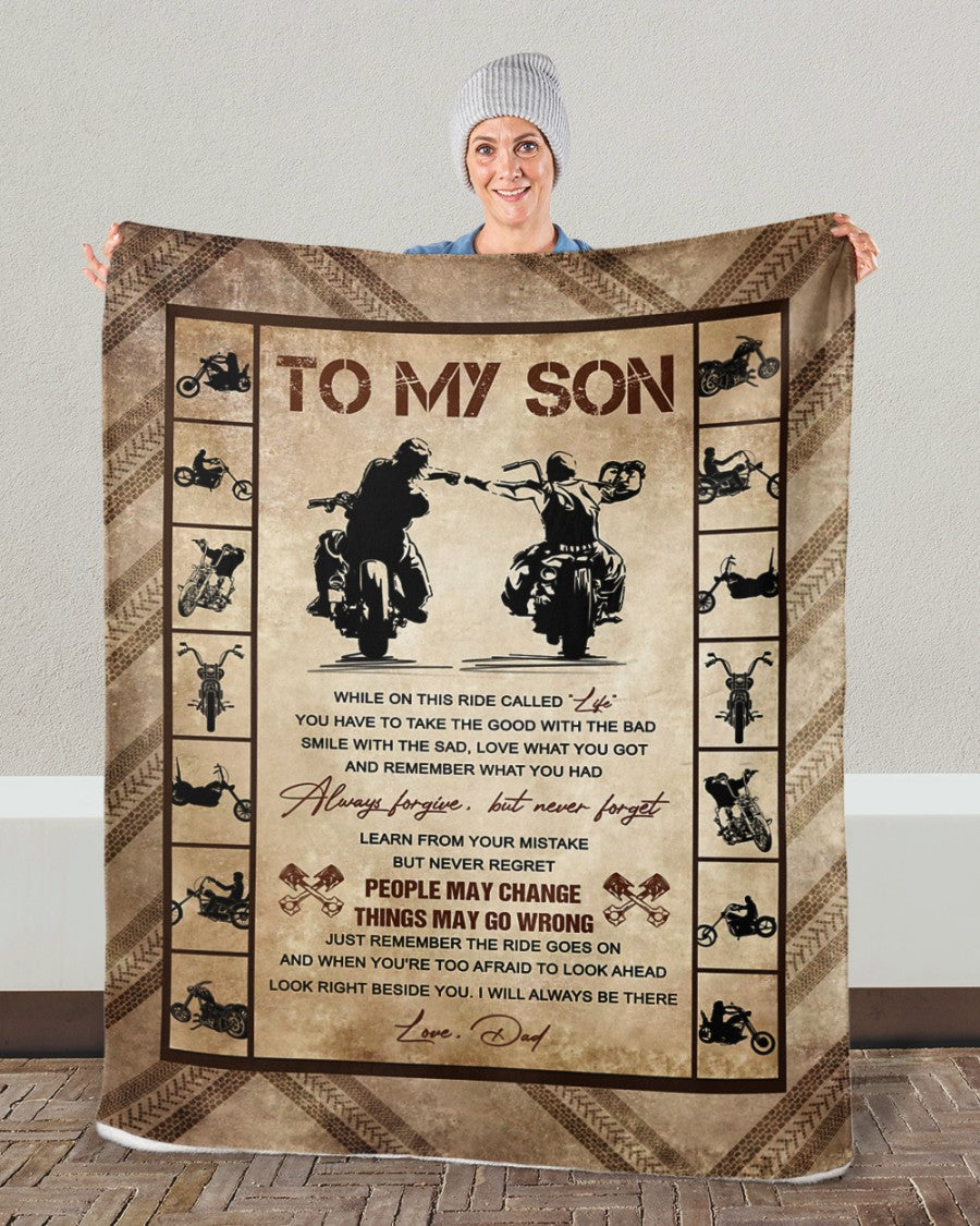 To My Biker Son Never Forget Learn From You Mistake Blanket Gift For Son From Dad Birthday Gift Home Decor Bedding Couch Sofa Soft And Comfy Cozy