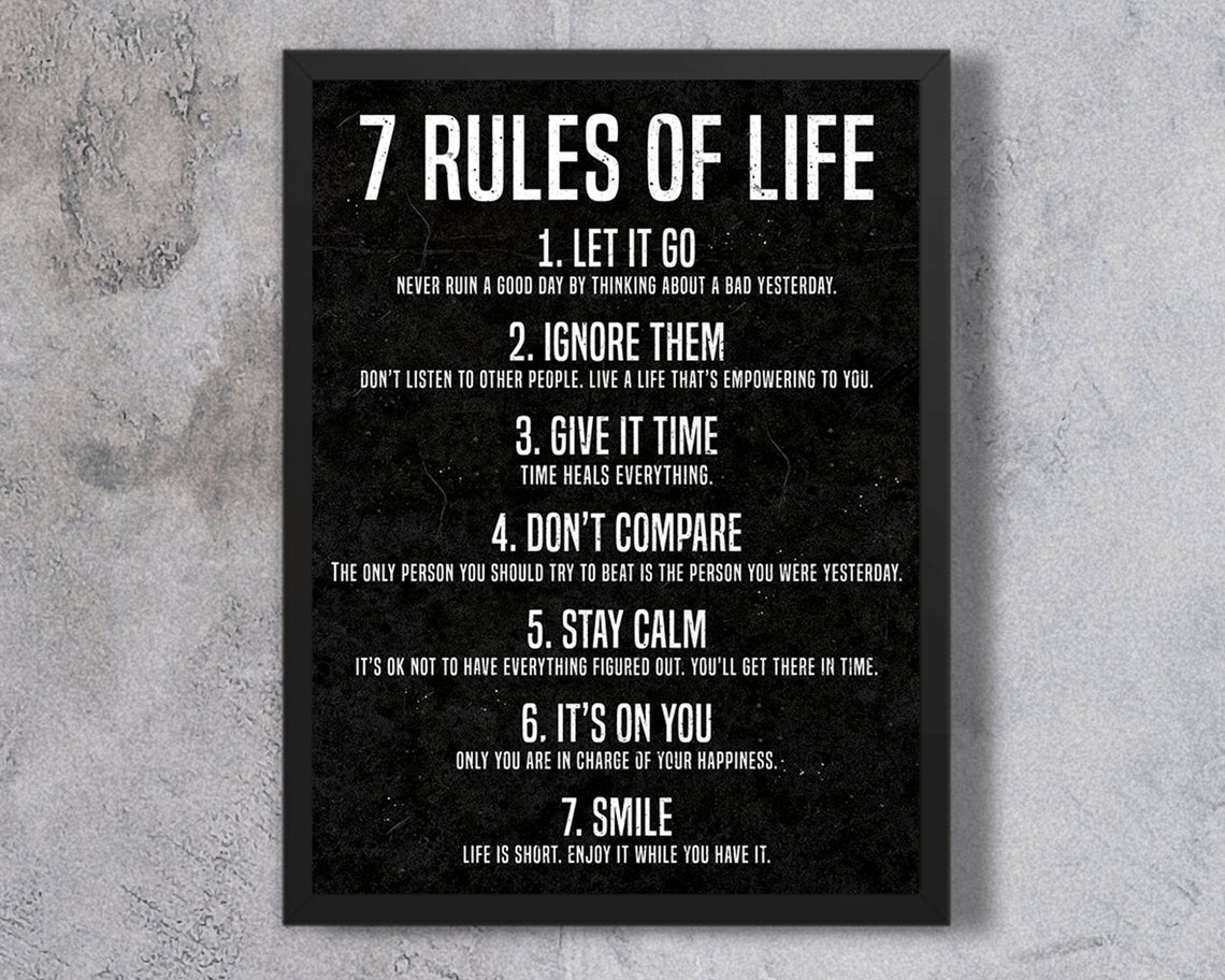 7 Rules Of Life Motivational Poster, 7 Rules Of Life Poster ...