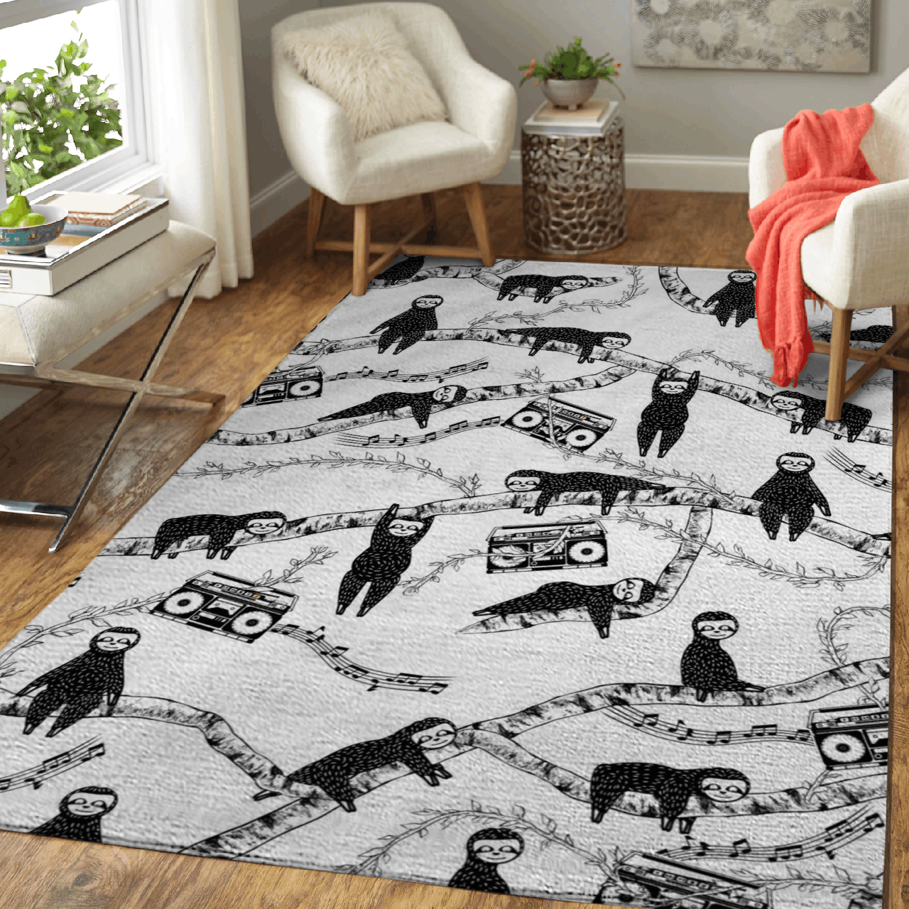 80S MUSIC SLOTH – Patterns Area Rug Carpet