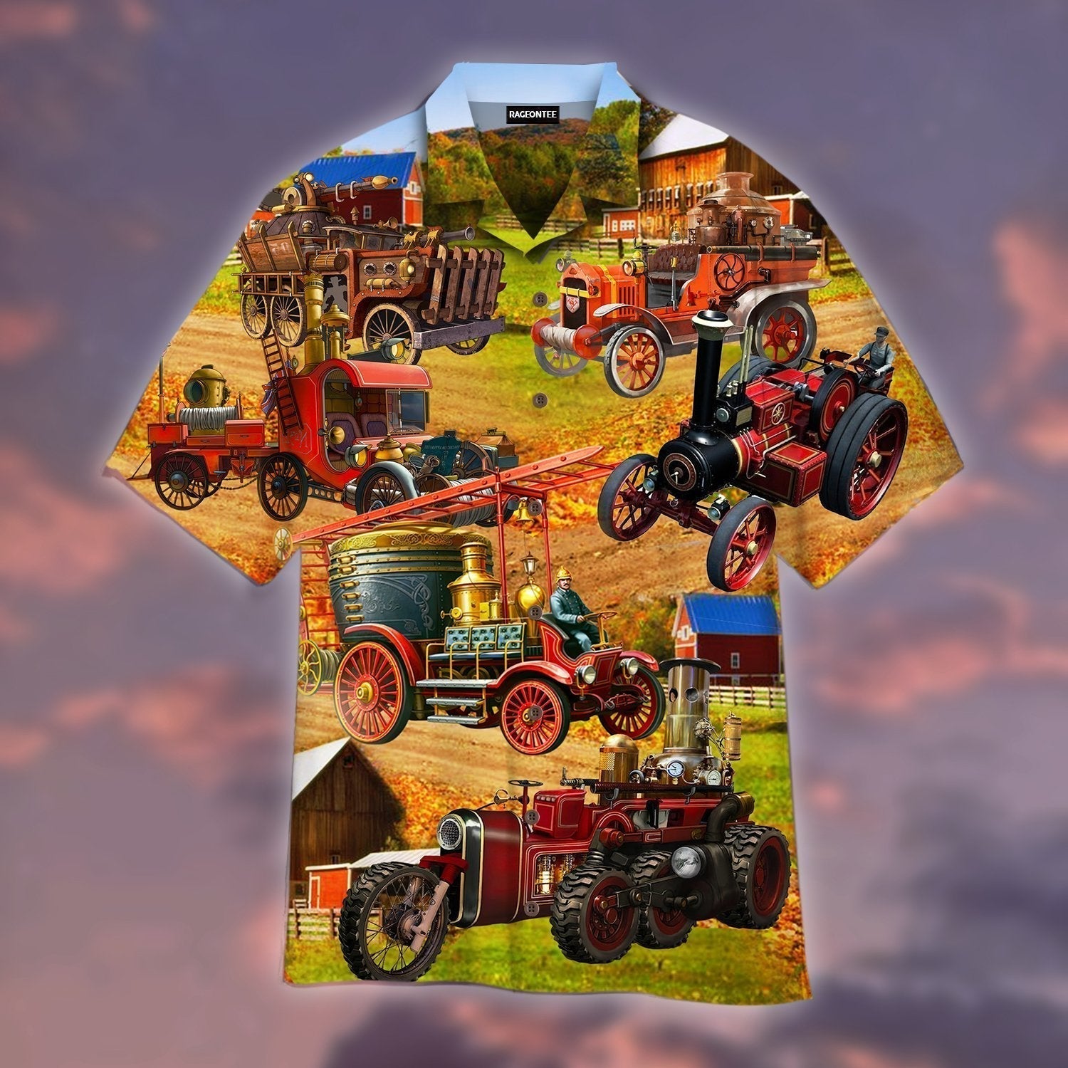 Steampunk Fire Truck Hawaii Shirt For Men Women Ha58948